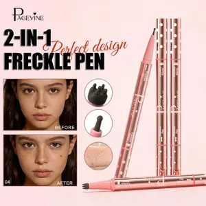 1Pc, PAGEVINE 2 In 1 Dual Tip Freckle Makeup Pen, Fine Line Tip & Multi-prong Stamp Head, Smooth Pigment Liquid, For DIY Natural Faux Freckle Facial Styling, ViralFreckleMarker, CreativeFaceCosmetic, DailyStageMakeupEssential