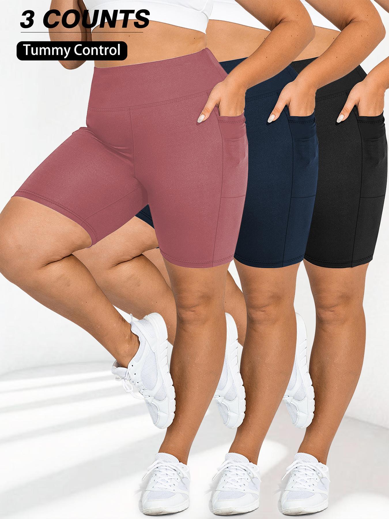 【Plus Size】 Solid High Waist Biker Shorts, Stretch Shorts, Casual Comfy Breathable Skinny Shorts for Daily Wear, Women's Bottoms for Summer