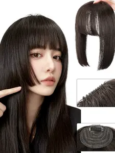 Princess Blunt Cut French Bangs, Real Hair Bang Extensions with Clip, Face Shape Correction, Makes Face Look Smaller, Natural Look