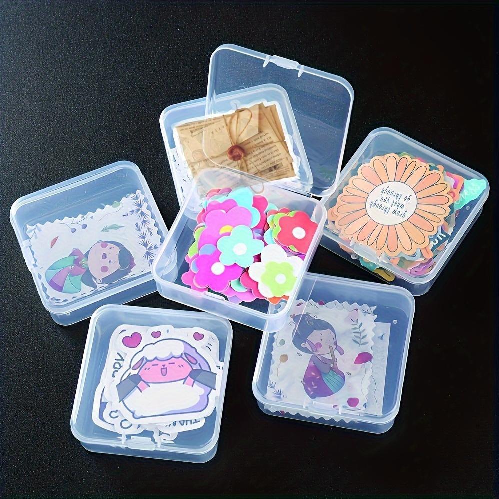 Clear Storage Box, 5 Counts Mini Portable Sticker Packs Storage Box, Desk Organizer for Sticker, Stationery, Office Supplies, Home Organizer