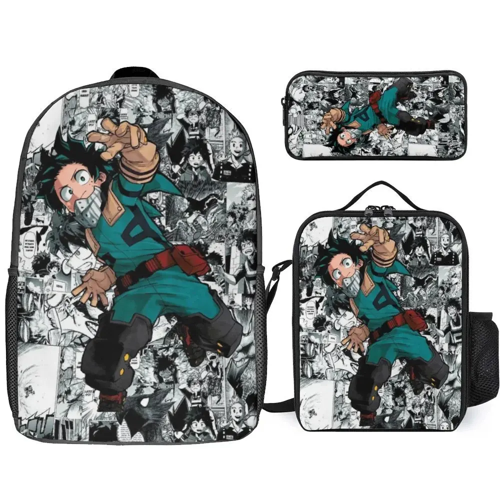 My Hero Academia Backpack 3 Piece Set Travel Daypack Combination, Back to School Gifts