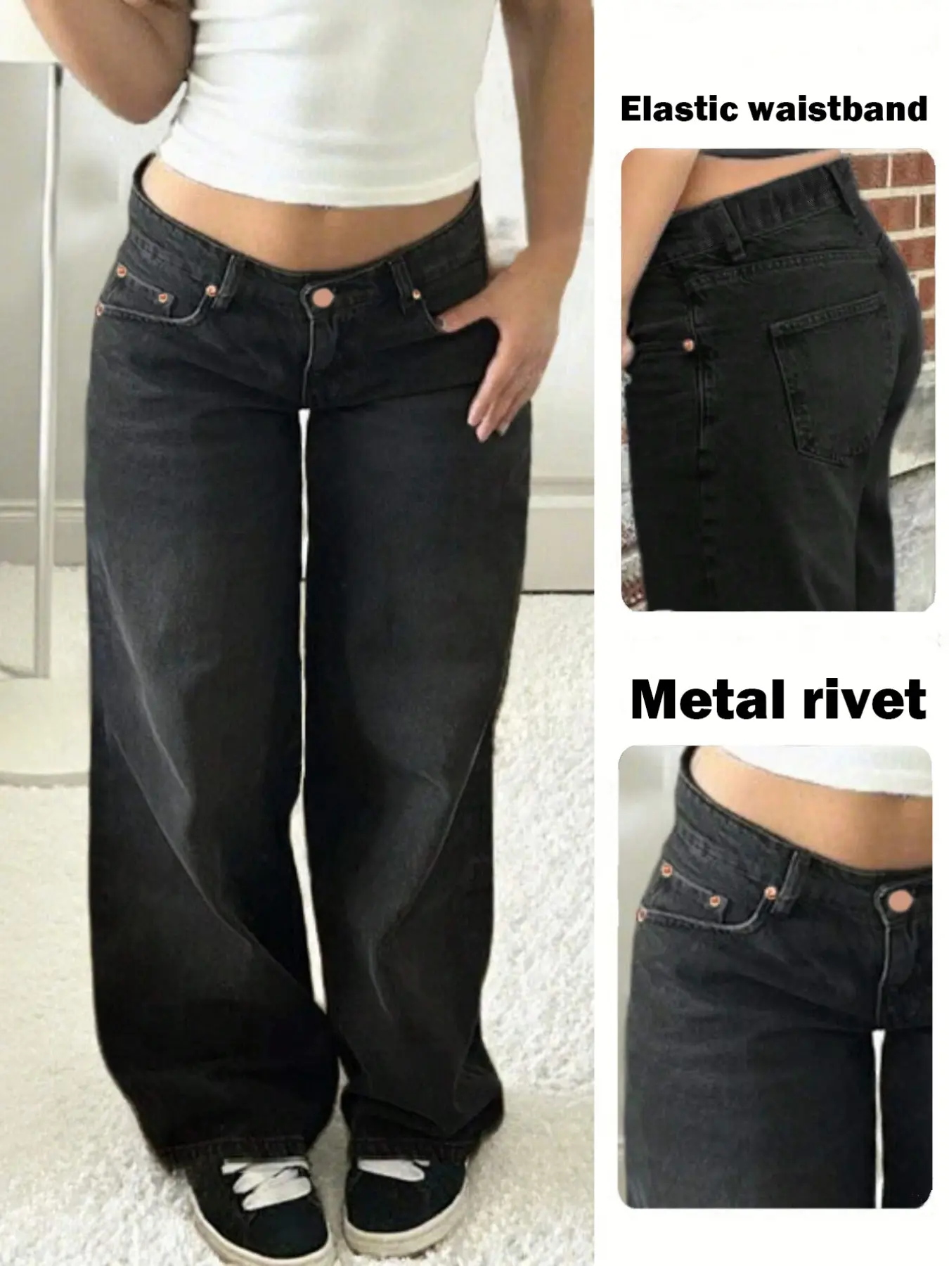Casual Fashion Low Waist Boyfriend Style Non-Elastic Wide Leg Jeans, Comfortable Long Pants for Men, Trendy Denim Bottoms