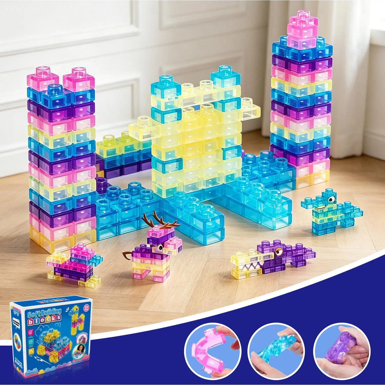 New Children's Jelly Rubber Soft Building Blocks, Sensory Stress Reliever (Toys & Hobbies, Classic & Novelty Building Toys), Block Kit, Buildable Blocks Kit