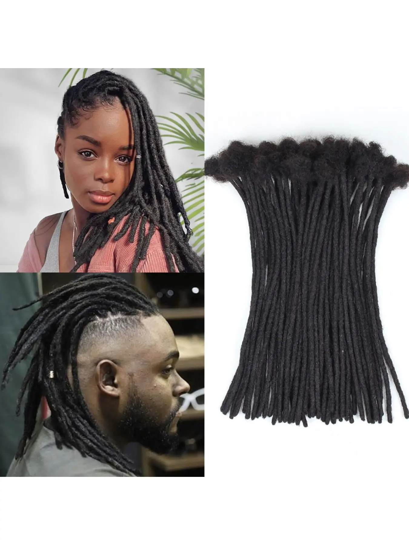 60 Strands 0.6cm Width Human Hair Loc Extensions, 1B Natural Black Handmade Permanent Dreadlock Extensions, Real Human Hair Dreads Extensions, Fit Men Women Kids for Quick Cool New Hairstyle Transformation