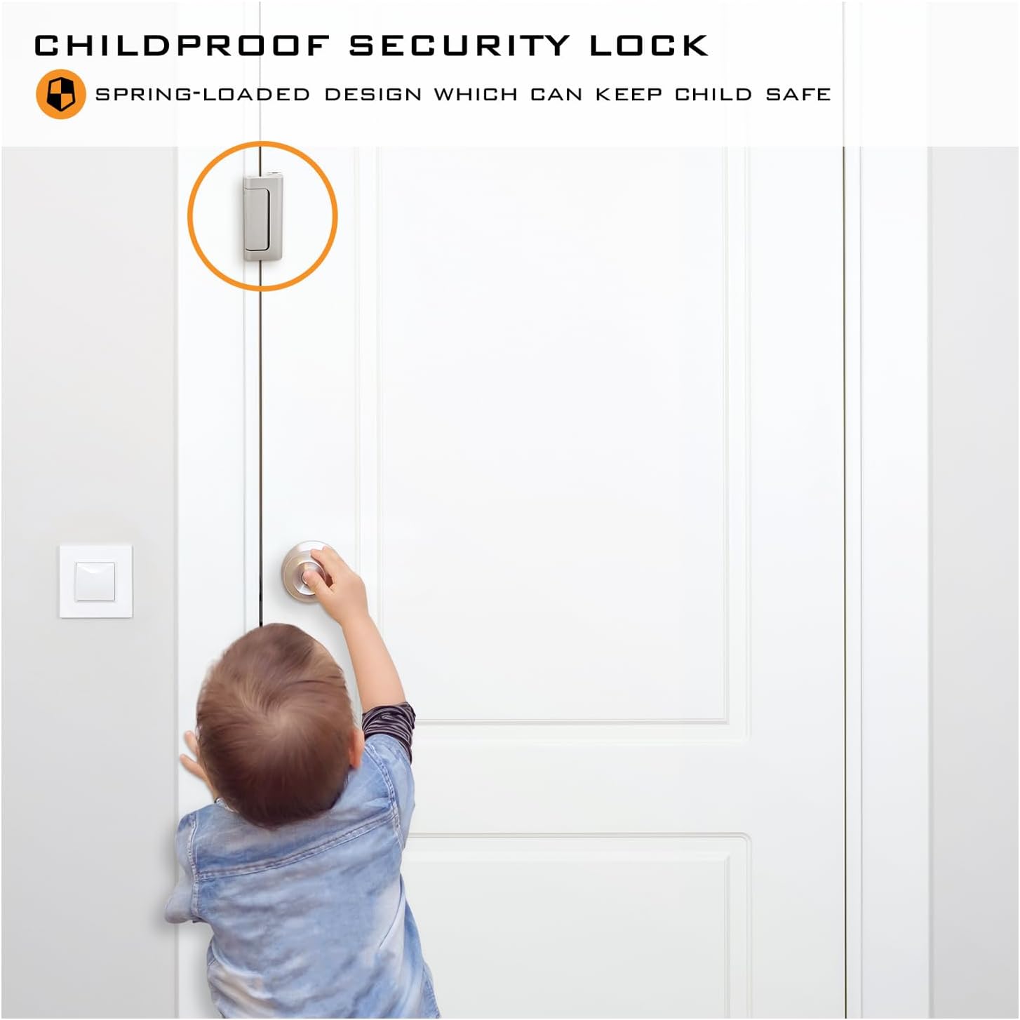 Door Reinforcement Lock,  Door Latch Harden Construction 3" Stop, Satin Nickel