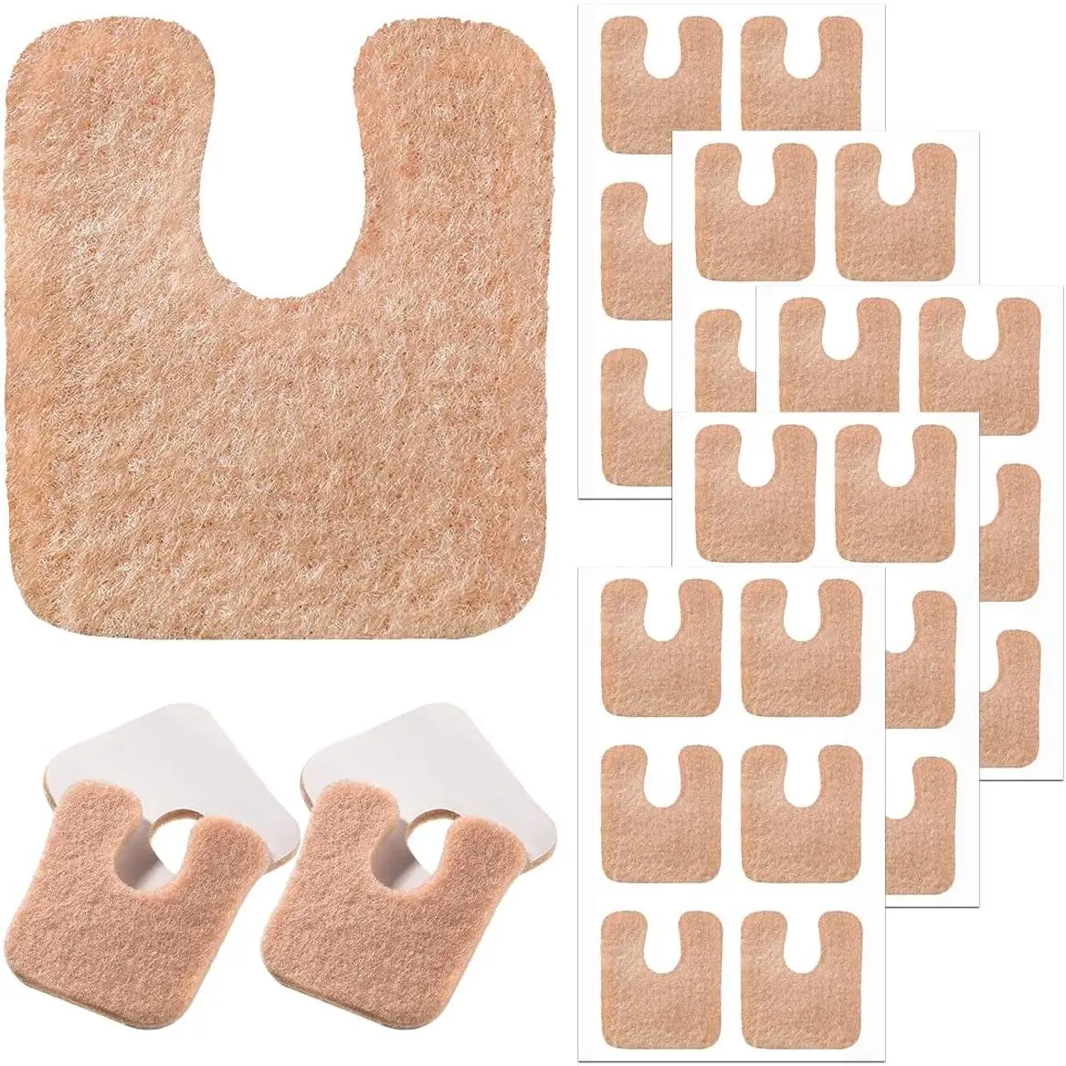 30 Pieces U Shaped Felt Callus Pads Metatarsal Pads Forefoot Foot Pads Pain Relief Foot Cushion Keep Protecting Calluses from Rubbing on Shoes Adhesive Pads for Men and Women