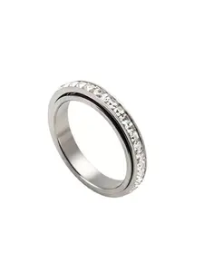 Rotatable Anxiety Ring with Cz Gemstone, Unisex Stress Relief Fidget Toy, Perfect Wedding Promise Gift, Fashion Promise Ring, Men and Women Jewelry, Cubic Zirconia Rings, Decompression Ring
