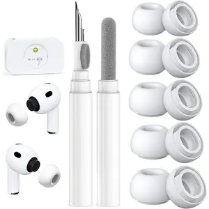 5 Pairs Silicone Replacement Ear Tips for AirPods Pro 3rd Gen 2025, Built-in Dust Guard, with Cleaner Pen, 5 Sizes XXS/XS/S/M/L, White