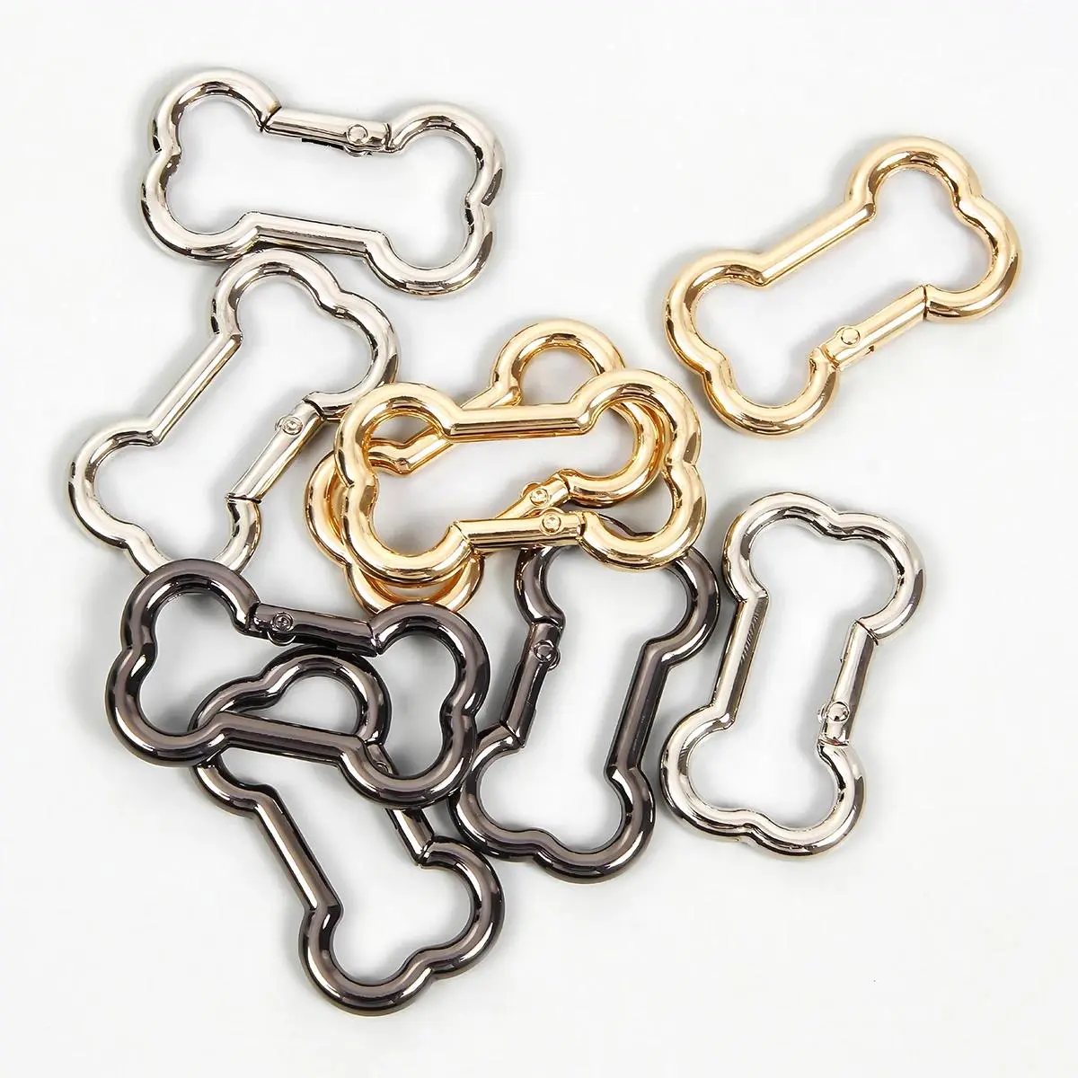 Metal Bone Shape Snap Hook Spring Gate Trigger Clasps for Leather Craft Belt Strap Webbing Keychain Carabiner Dog Chain Buckle