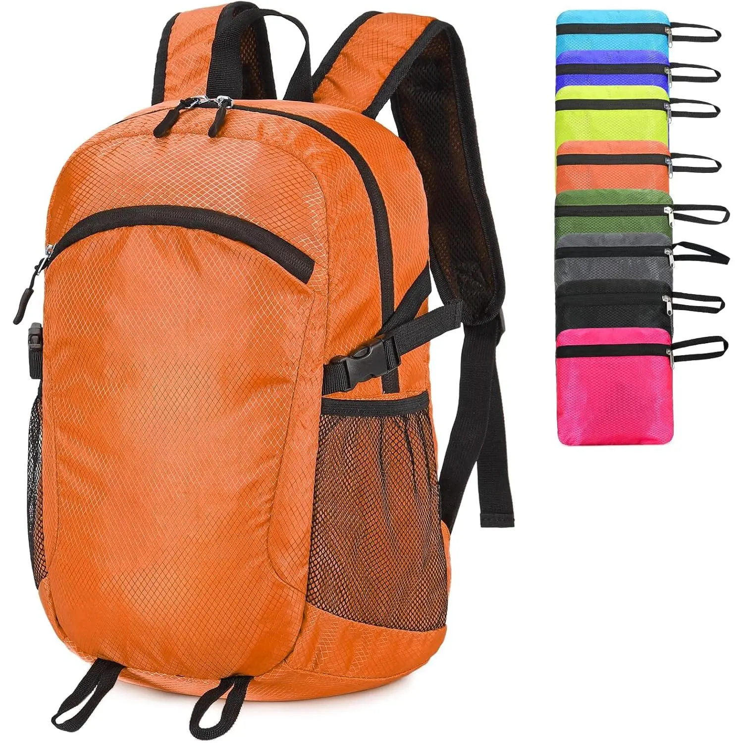 Small Hiking Backpack 15L Travel Lightweight Hiking Packable Daypack Water-Resistant Foldable Backpacks for Women Men Camping (Orange)