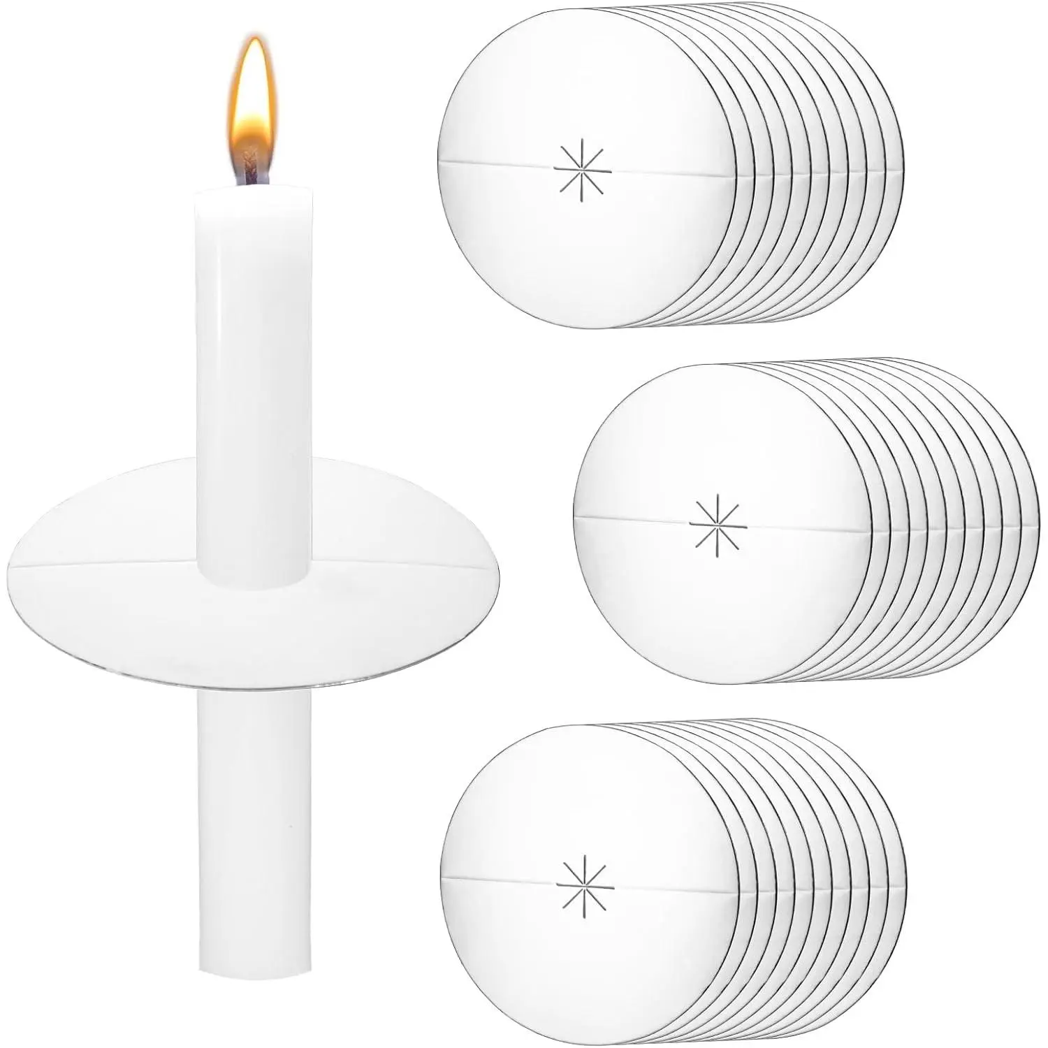 30 PCS Silver Paper Candle Drip Protectors Candle Drip Catcher Bobeche Candle Holder Guards for Candlelight Vigil Church Service Memorial Service Christmas Eve