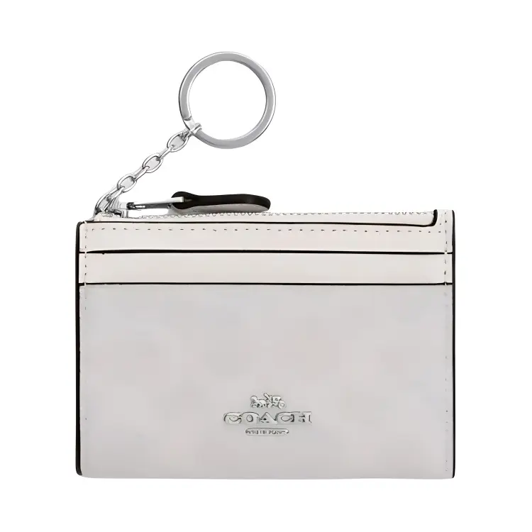 Coach Classic 11 Cardholder for Women – Silver-Tone Hardware, Faux Leather with Plastic Accents, Chalk White