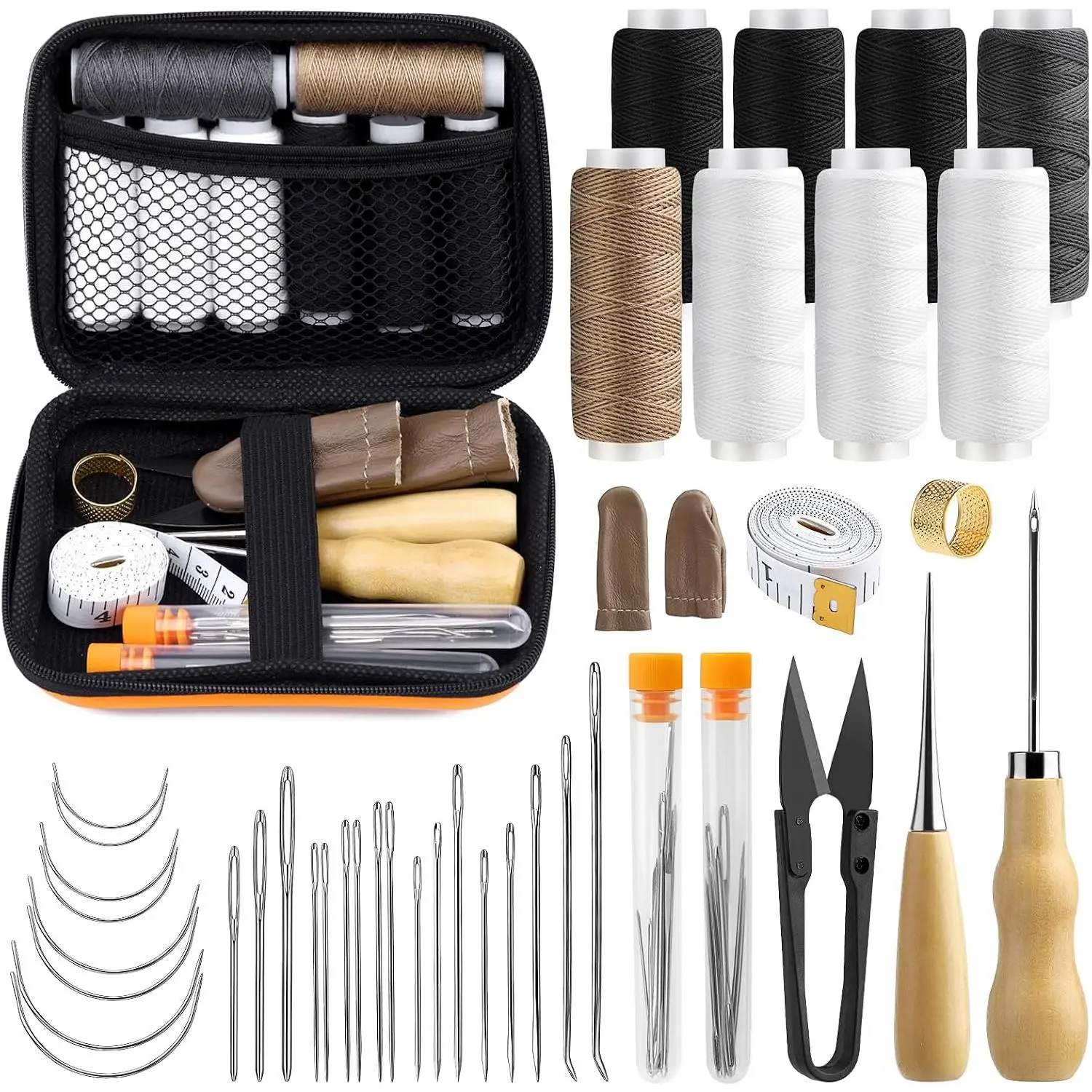 Sewing Kit for Adults, 38 count Heavy Duty Sewing Kit,  and Thread Kit with Hand Sewing  8 Upholstery Thread, Upholstery Repair Kit for Carpet Canvas DIY Sewing Repair