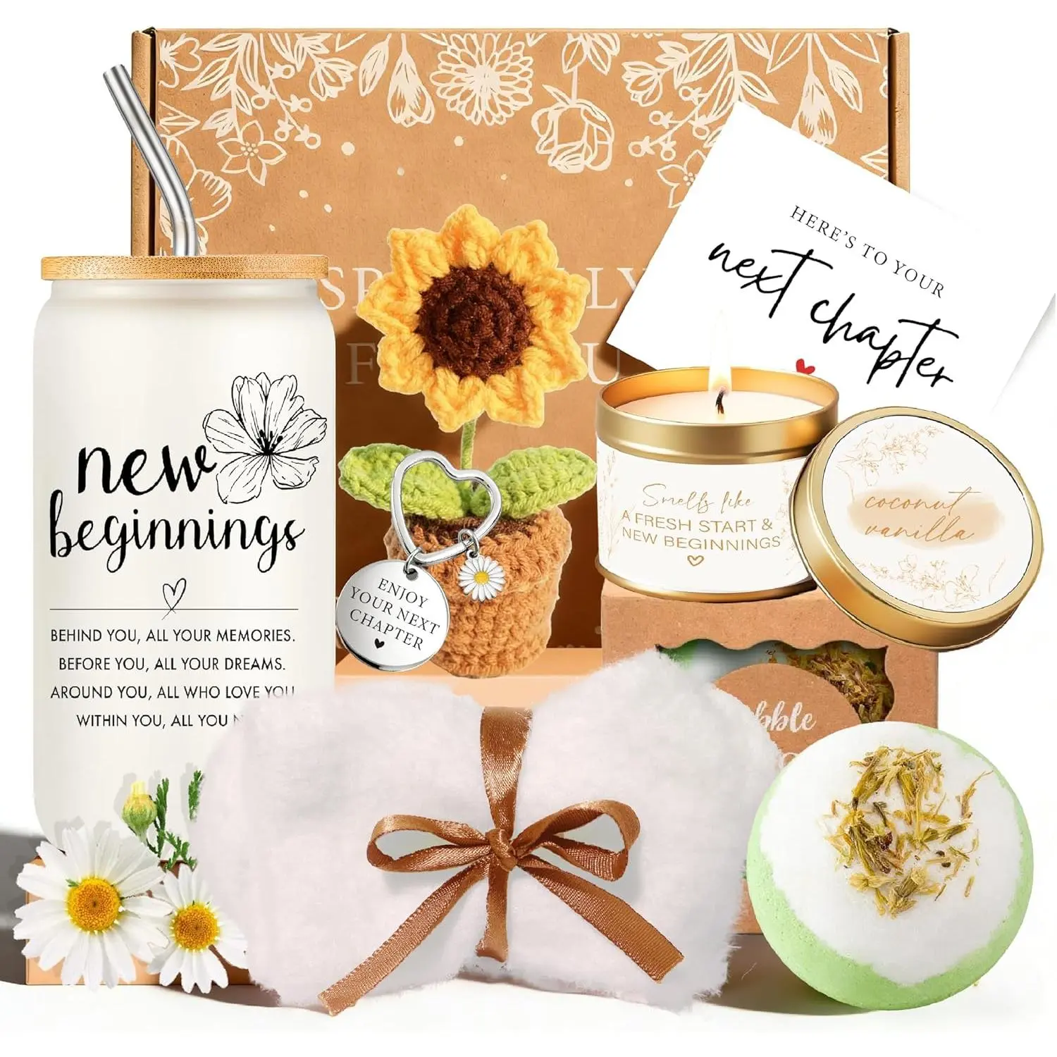 New Beginnings Gifts for Women, Retirement Present for Coworker Farewell Leaving Going Away Goodbye Graduation Gift, New Job Good Luck, Divorce, Housewarming, Break Up Gifts Next Chapter Bundle