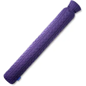 Hot Water Bottle with Knitted Cover, Hot Water Bag for Bed, Body Feet Warm, Pain Relief. Hot and Cold Therapies for Women Girls Seniors. Ideal Gift for Birthday, Womens', Christmas Day, Purple