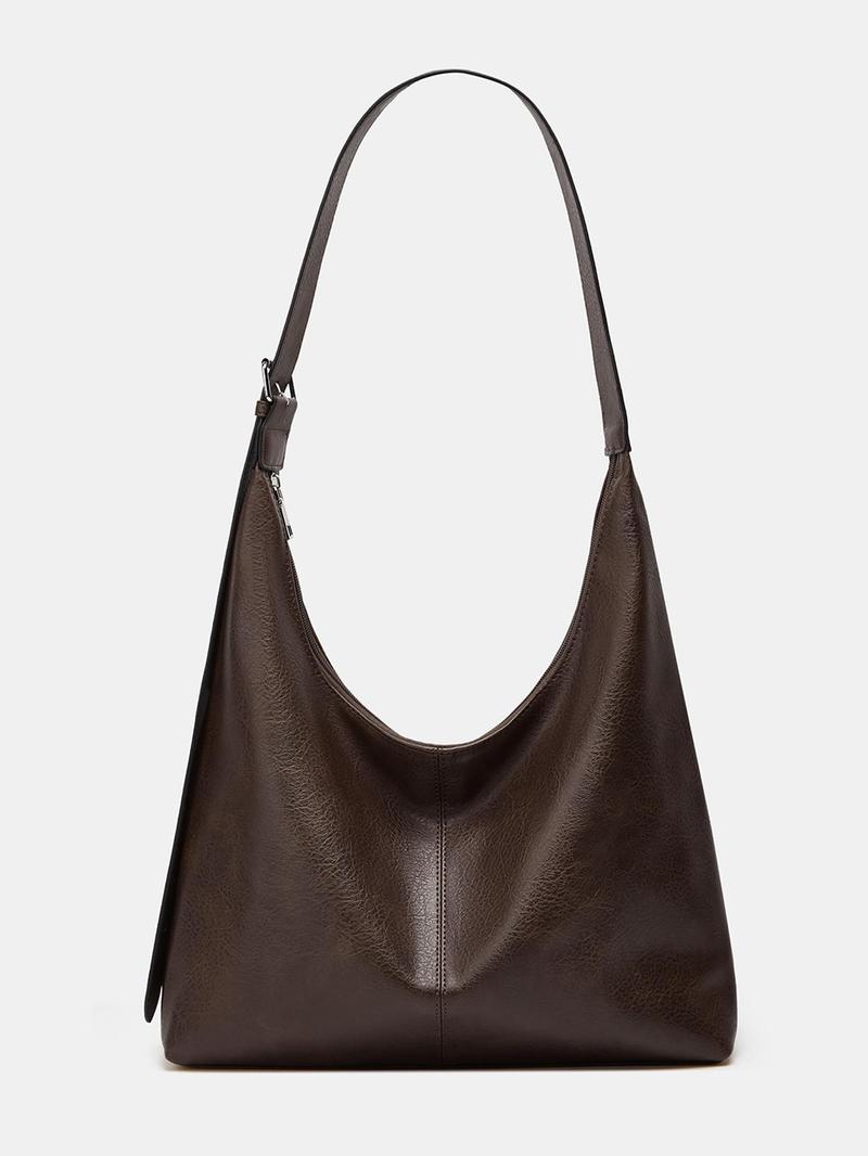 Women's Solid Color PU Leather Shoulder Bag, Simple Large-Capacity Crossbody Bag, Trendy High-quality Daily Commuting Bag, Girl Fashionable Shopping Bag
