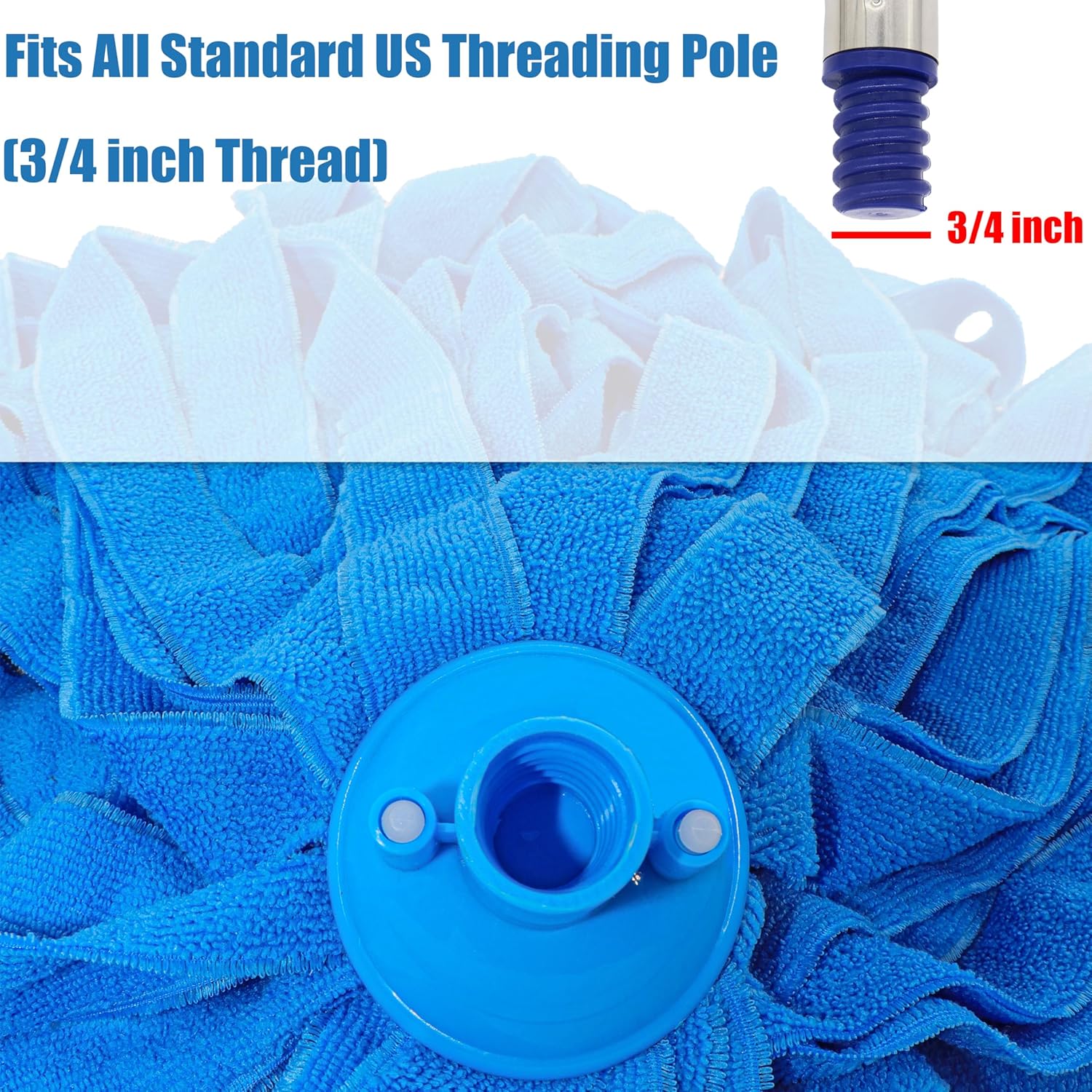Microfiber Cloth String Mop  Refill, Loop End Screw On Mop  Compatible with All Standard  Threading Pole (Acme 3/4 inch Thread) (6)