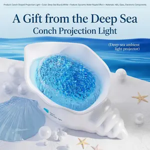 Ocean Atmosphere Conch Projector Lamp, Dreamy Deep Sea Style, Dynamic Water Ripple Starry Sky Projection, Adjustable Brightness, Noise Sleep Aid