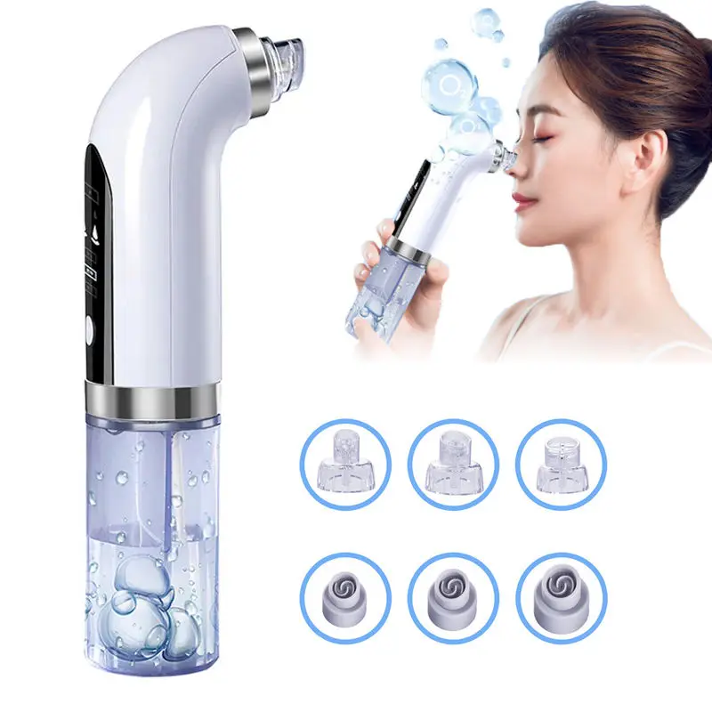 Handheld Facial Blackhead Removal Device - Adjustable Gentle Cleansing Small Bubble Facial Cleanser with 6 Compatible Suction Heads, Home Spa Care Personal Care Appliance for Sensitive Skin