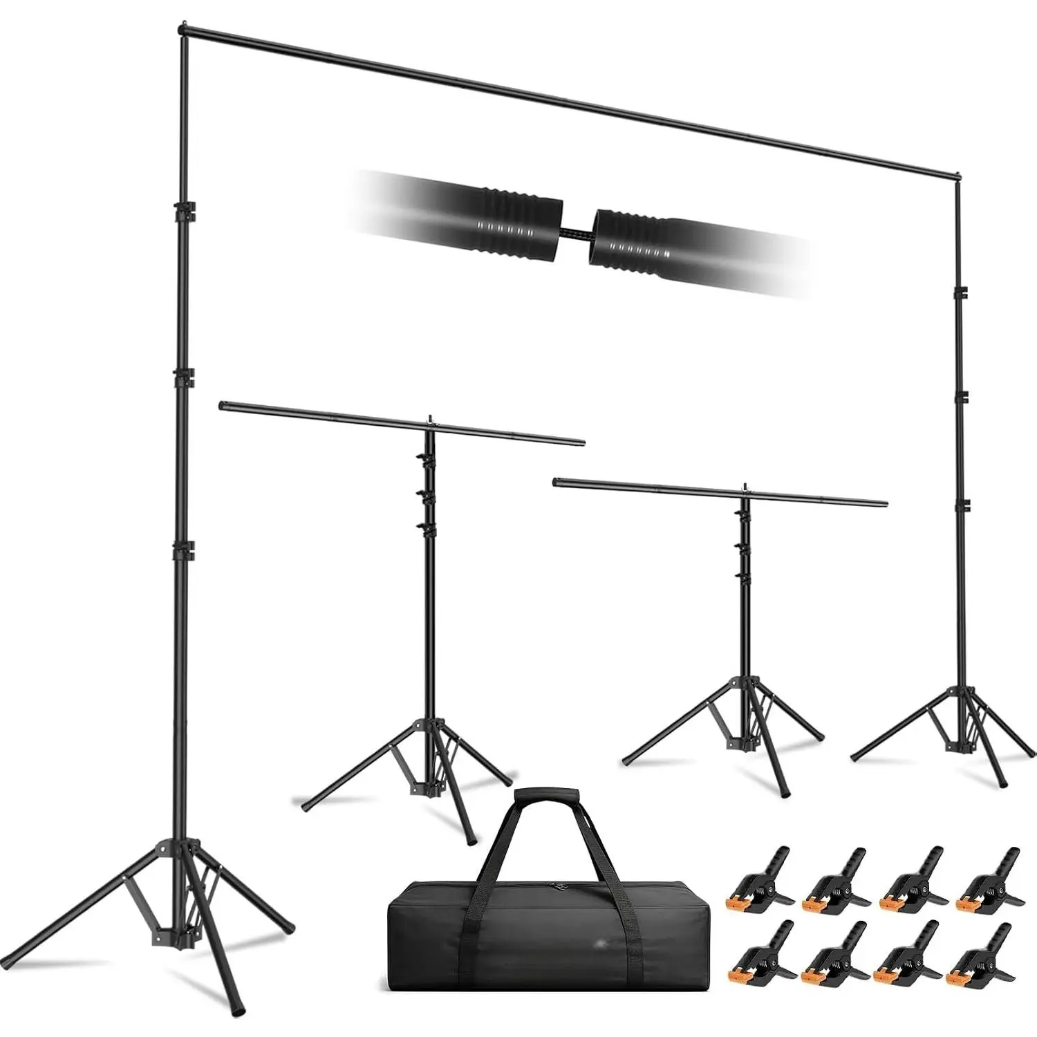 3-in-1 Backdrop Stand 10x8.5 ft Adjustable Photography Banner Stand | T-Shape  Drop Stand for Party, Wedding, Events Dectorations, Background Support kit for Photo Video Studio with 8 Clamps