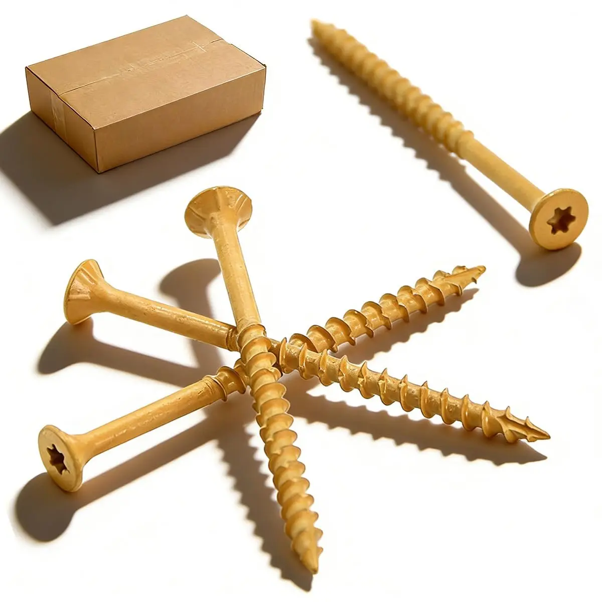 2 Inch Torx Construction  Screws #8×2, Exterior Deck & Outdoor Structural Long Screws, Rust Resistant Fence Screws with T25 Bit Tool, Tan, Box, 110 count,1lb (110, Tan, #8×2")