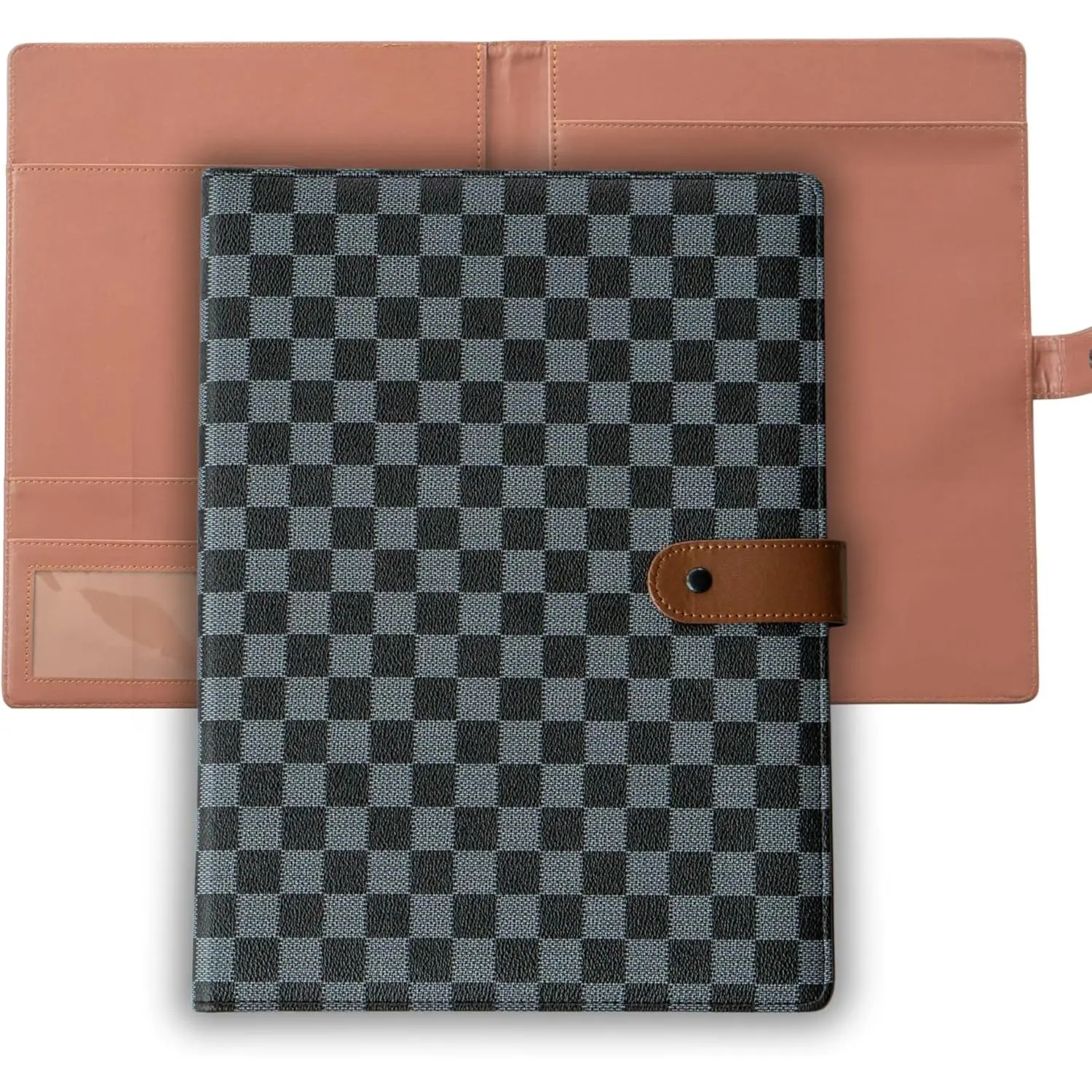 ® A4 Black Checkered Padfolio Legal Pad Holder Cover| Business Legal Notepad Holder | Legal Size | Work Binder Folio Portfolio| Professional Document Resume Organizer Cover