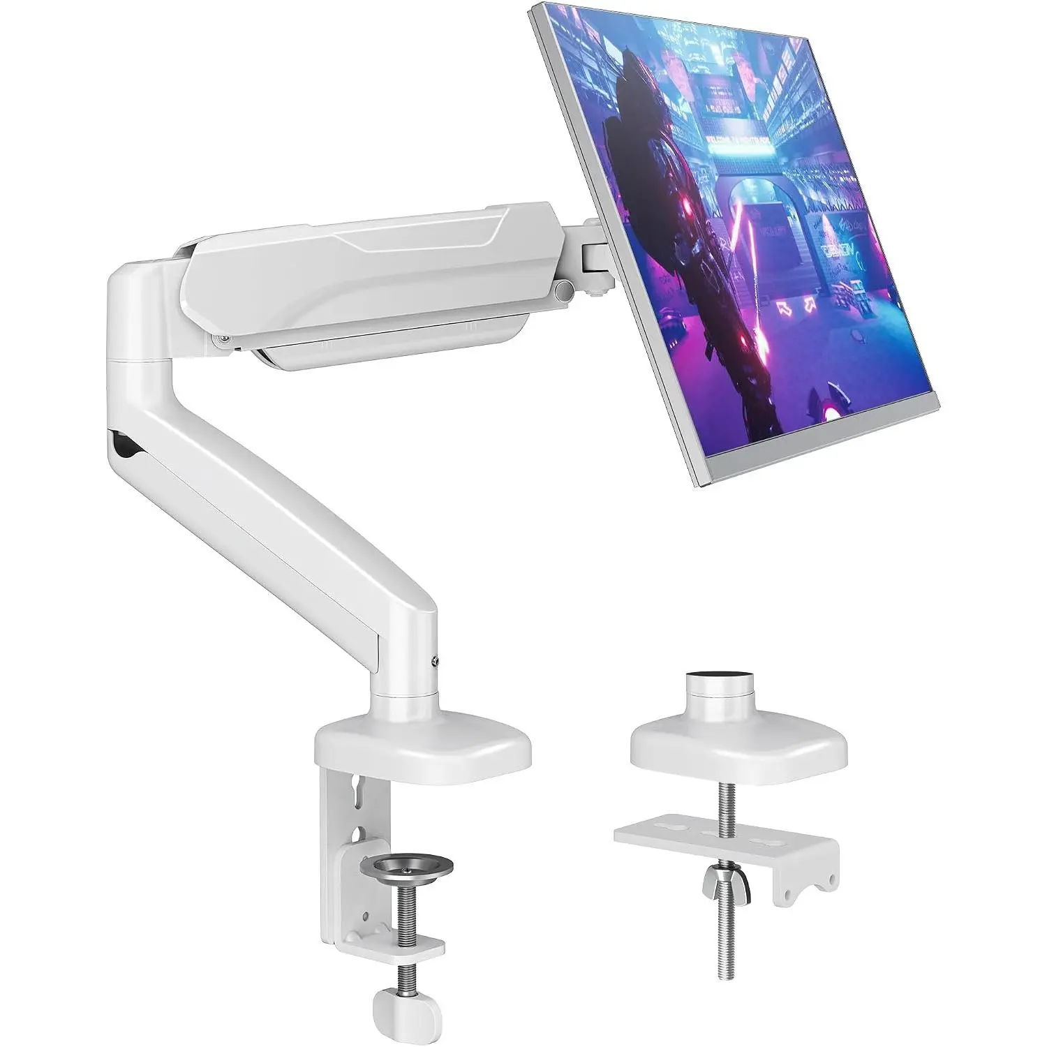 Single  Desk Mount Holds Screen up to 32 inch, Height Adjustable  Arm, Full Motion  Monitors Stand with Clamp/Grommet Base, VESA Mounts Fit 4.4-19.8lbs , Black
