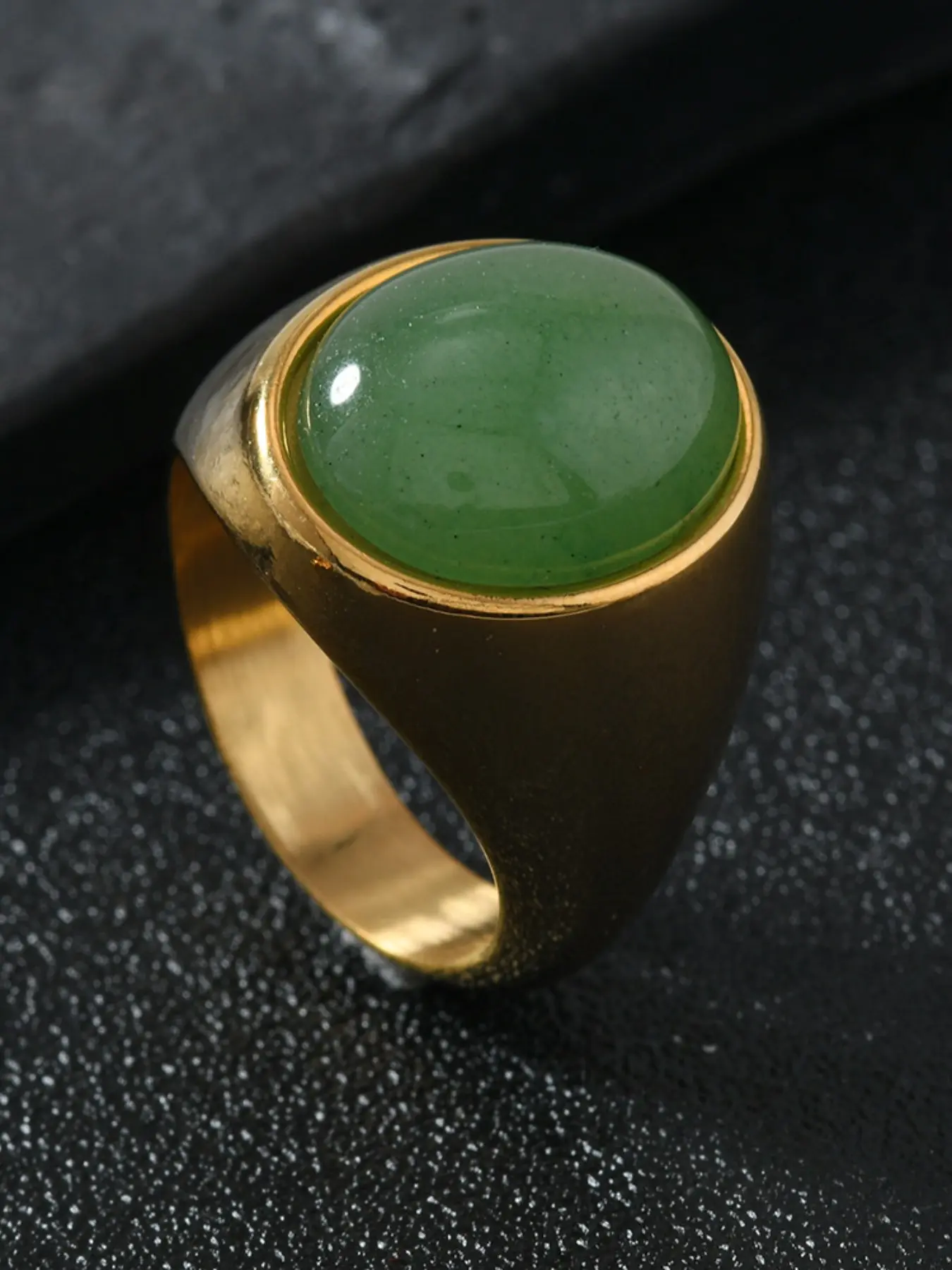 Men's Natural Stone Seal Ring Set, Vintage Noble Style, Onyx/ Agate/tiger Eye Gemstone Inlay, Casual Party Gift For Men