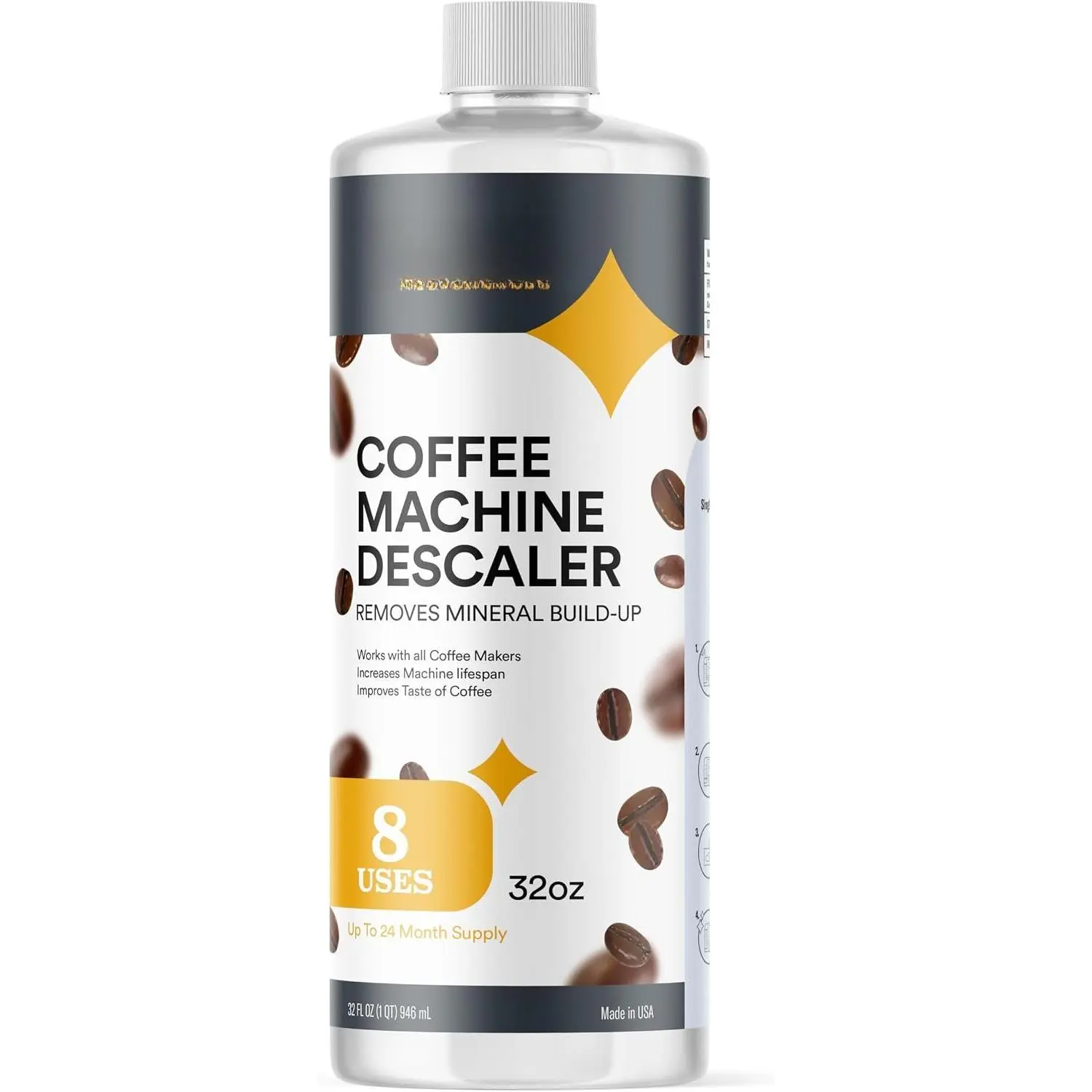 Coffee Machine Descaler - 32oz (8 Uses) - Compatible with , , Delonghi,  Descaling Solution for Coffee Maker Cleaner and Descaler - Coffee and Espresso Machine Descaler