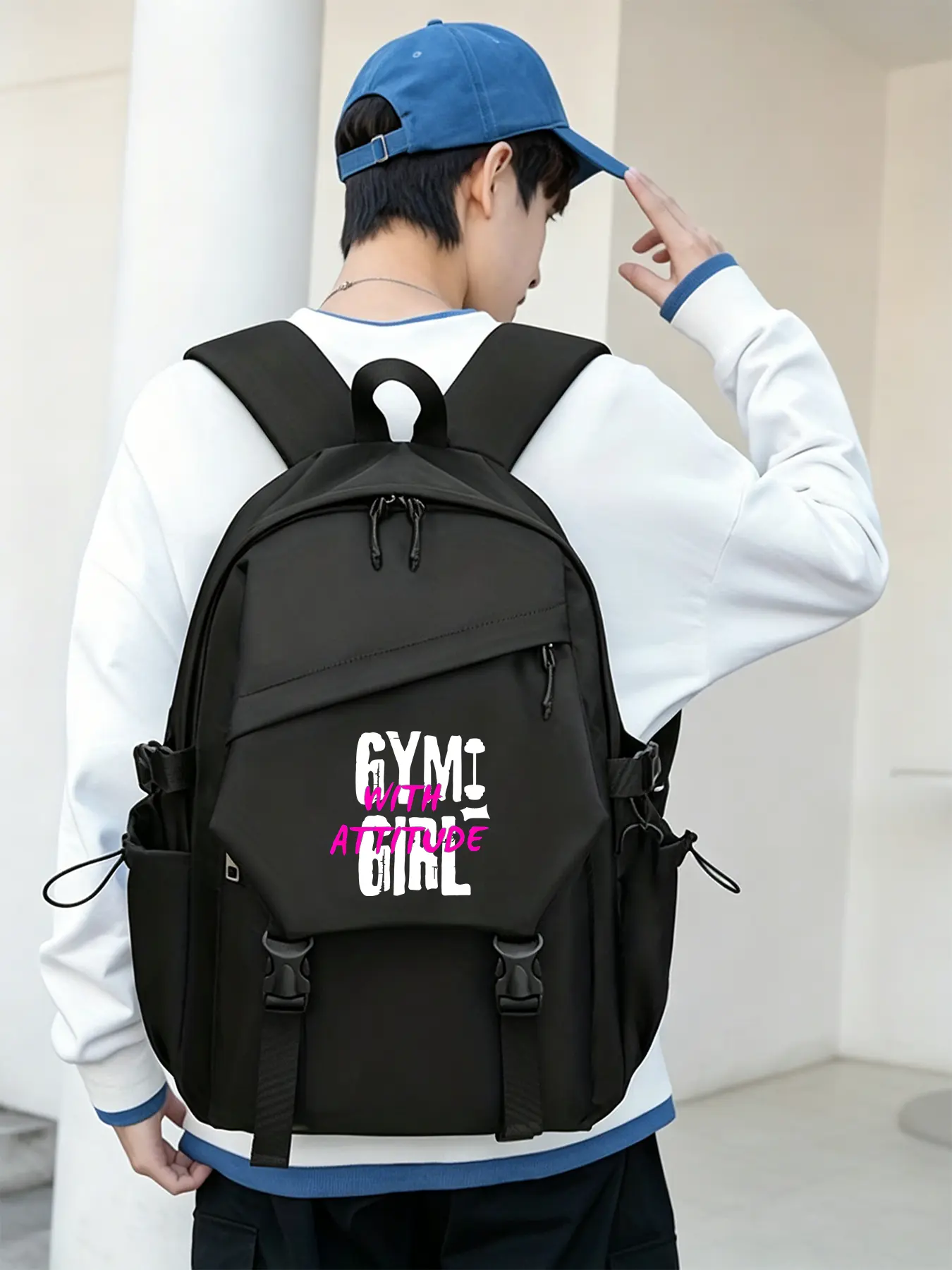 Fitness Girl Pattern Lightweight Laptop Backpack - Large Capacity Travel & Commuter Backpack, Adjustable Shoulder Straps, Unisex, Durable Polyester Material, Suitable for Outdoor and Daily Use