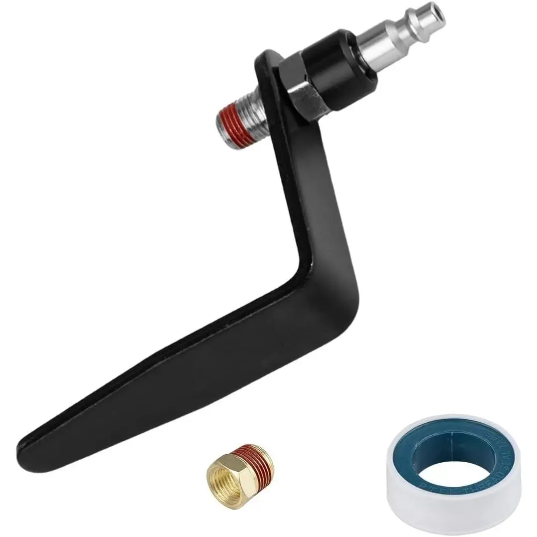 Pneumatic Tool Rafter Hook Hanger with 1/4'' Swivel Air Fittings and 3/8'' and Brass Bushing, Heavy Duty Pneumatic L-Shaped Raffer Hook 1 count