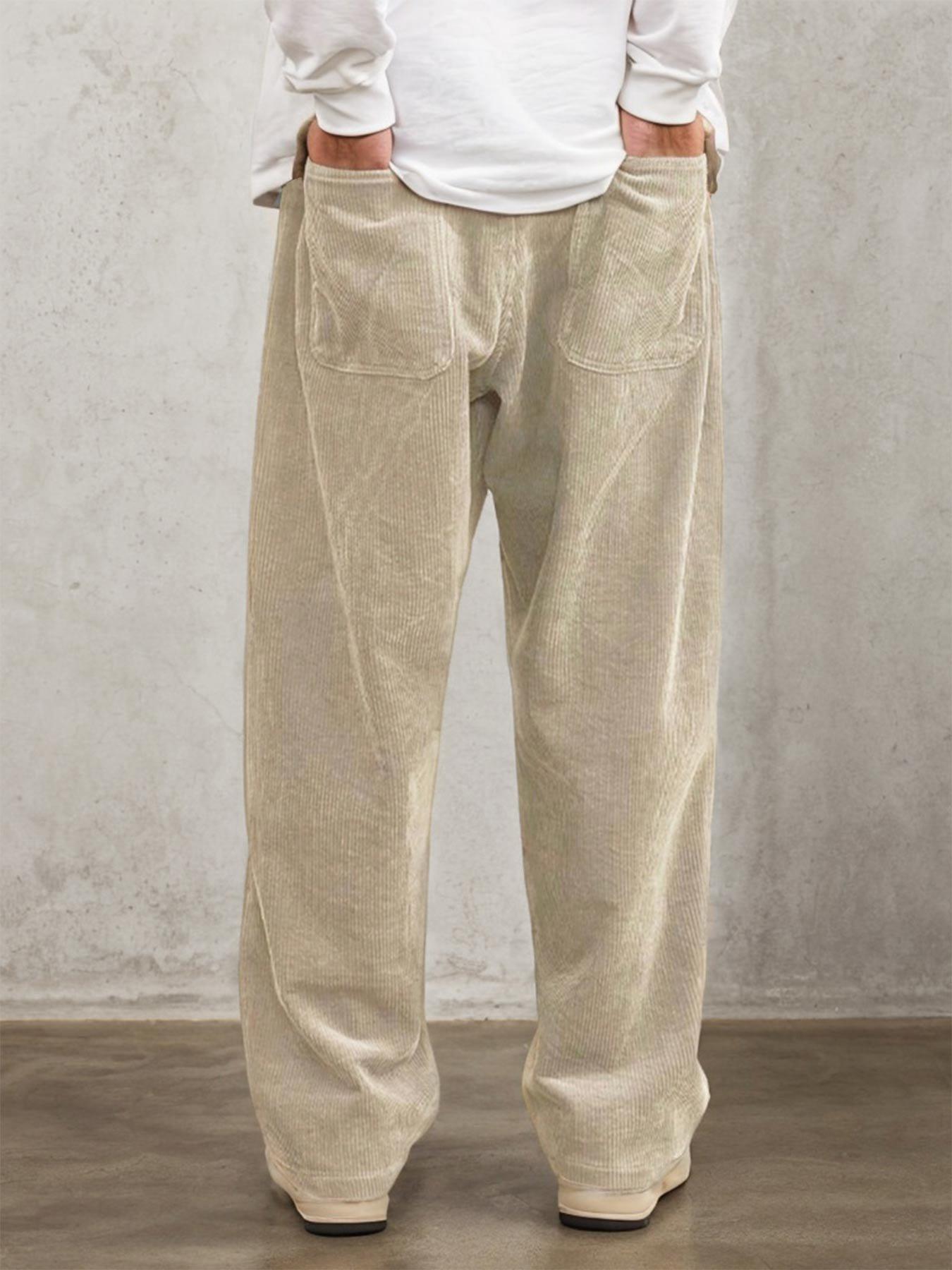 Men's Letter Patched Drawstring Waist Pants Comfy Straight Leg Trousers for Daily Wear, Casual Street Trousers, Men's Bottoms for All Seasons