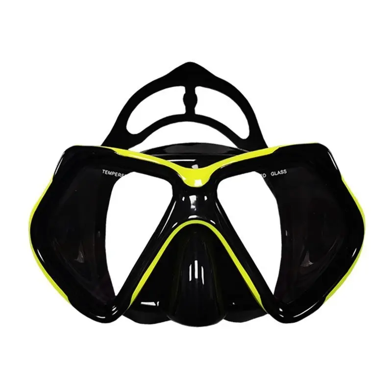 Adult Silicone Dive Mask, Large Frame Dual Lens High Definition Snorkel Mask, Wide Vision Frog Goggles, Waterproof Eye Protection Gear