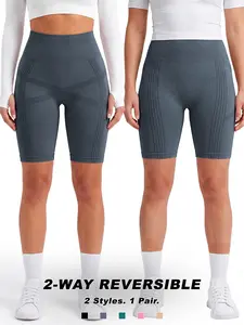 High-Waisted Waist Trainer Cross-Training Capri Pants, Seamless High-Elastic Knit Fabric, Yoga Pilates Outdoor Running Daily Wear Tight Cycling Shorts