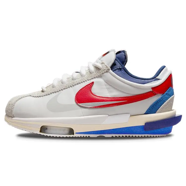 Sacai x Nike Zoom Cortez Low-Top Sneakers for Men and Women: Retro, Deconstructed, Comfortable, Versatile Casual Running Shoes Verifiable, with credentials and supporting global authentication