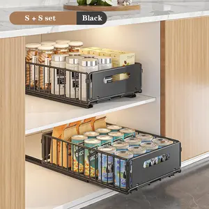 Pull Out Cabinet Organizer, Expandable Kitchen Drawers, Adhesive Organization and Storage for Kitchen, Cupboard, Pantry, Bathroom