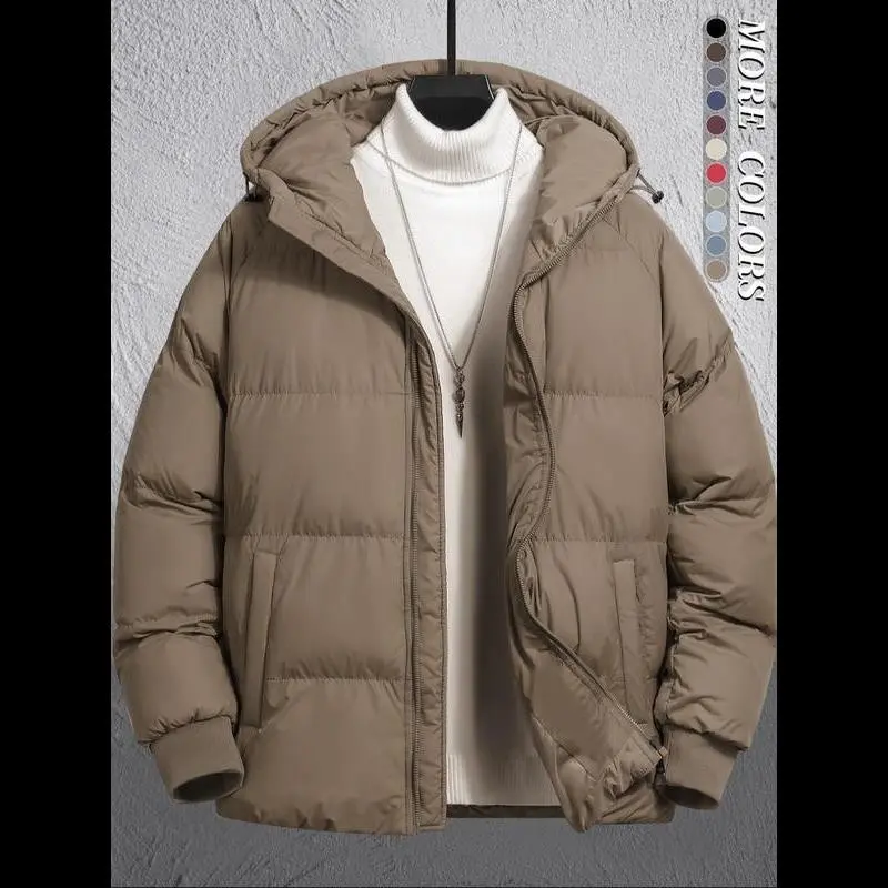 Men's Plain Pocket Zip Up Thick Warm Hooded Puffer Coat, Regular Fit Long Sleeve Padded Winter Coat, Menswear, Cold Weather Gear, Mens Clothing, Jackets for Men, Jackets, Men's Clothing