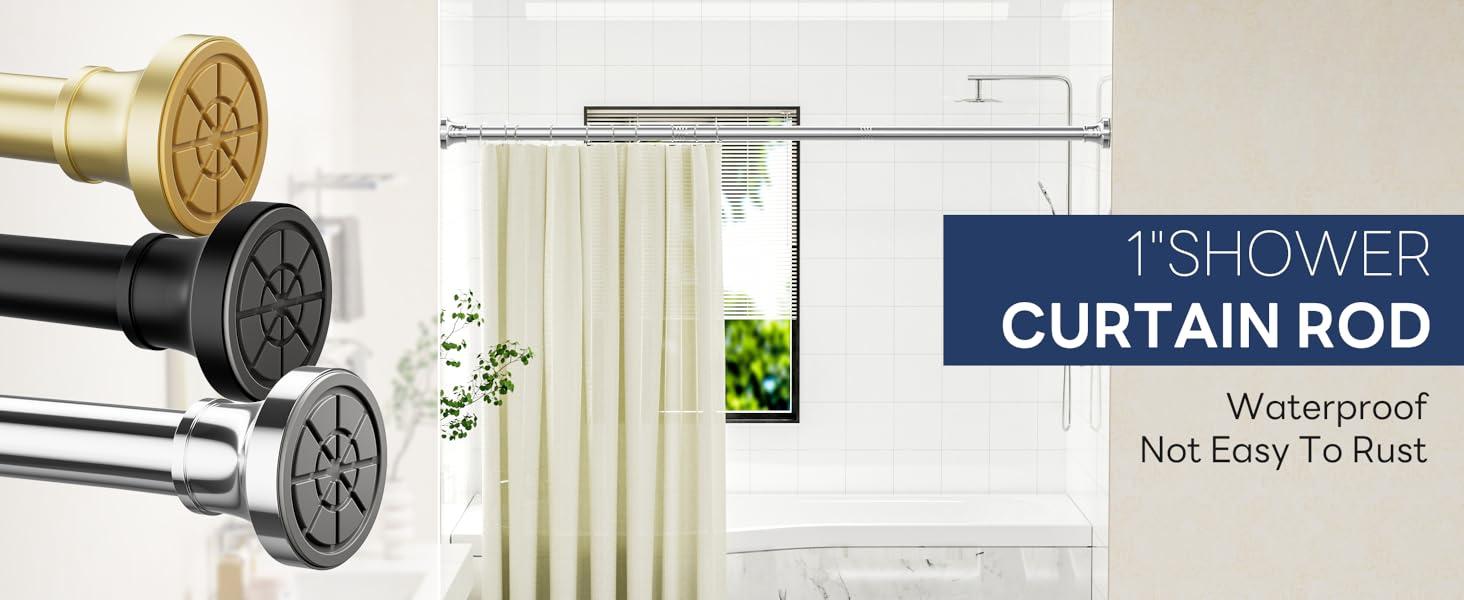 Adjustable Shower Curtain Rod 31-80 Inch, Never Rust Stainless Steel Silver Tension Rod, 1" Heavy Duty No-Drill for Bathroom, Kitchen & Closet