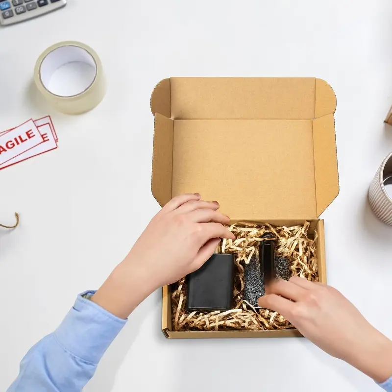 100 pieces of 5.91X3.94X1.57 inch kraft paper corrugated cardboard box - small flat transport box, suitable for jewelry, crafts, gifts, decorations, and small business mailing packaging