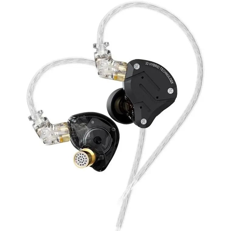 KZ ZS10 Pro IEM Headphone, in Ear  Headphone, 4BA 1DD KZ Wired Earphone Multi Driver in Ear Earphone,IEM Earphone  Stage  for  Guitarist Drummer (Matte Black No Mic)