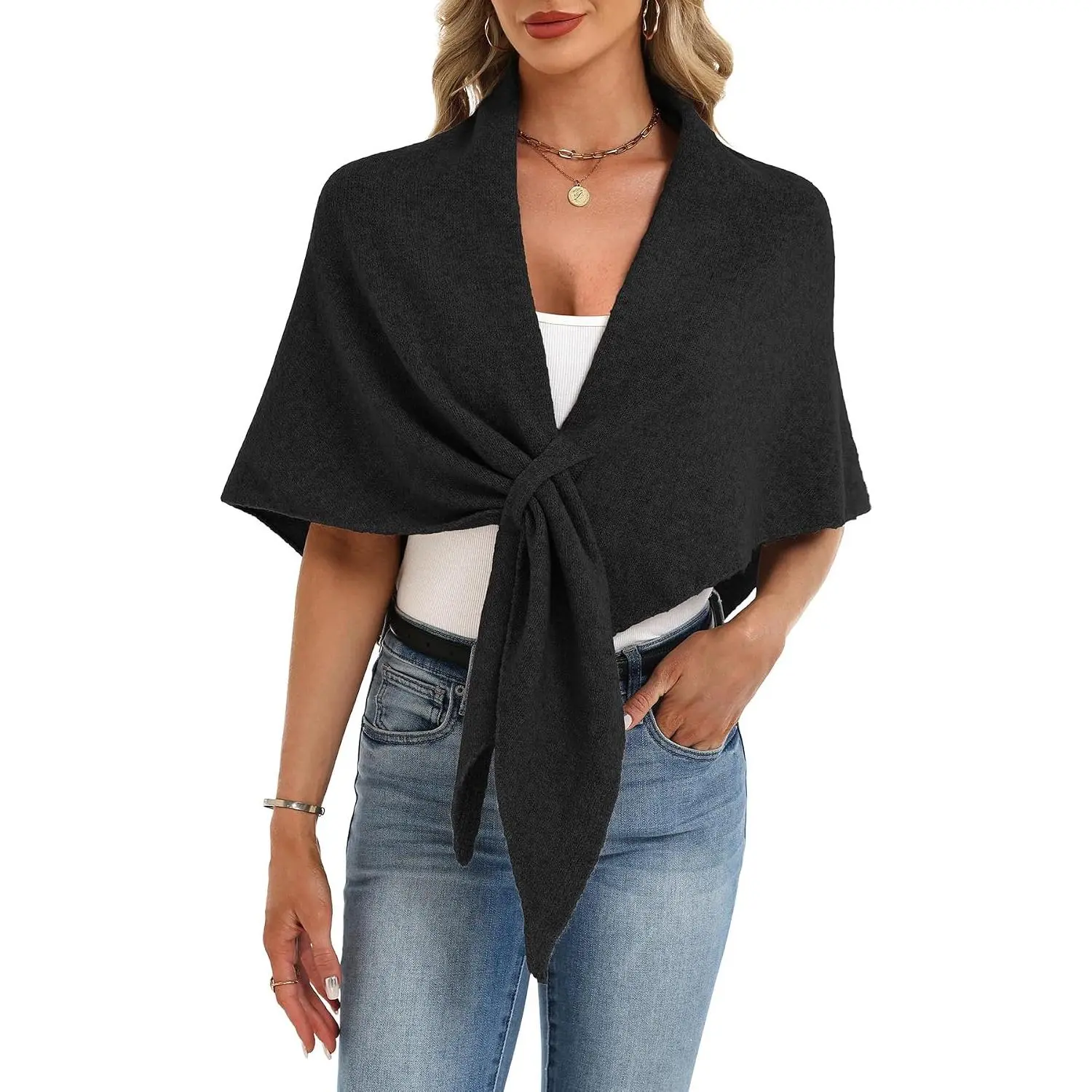 Women's Shawl Wraps - Soft Knitted Sweater Poncho Scarf, Cardigan Cape, Fashion Accessory