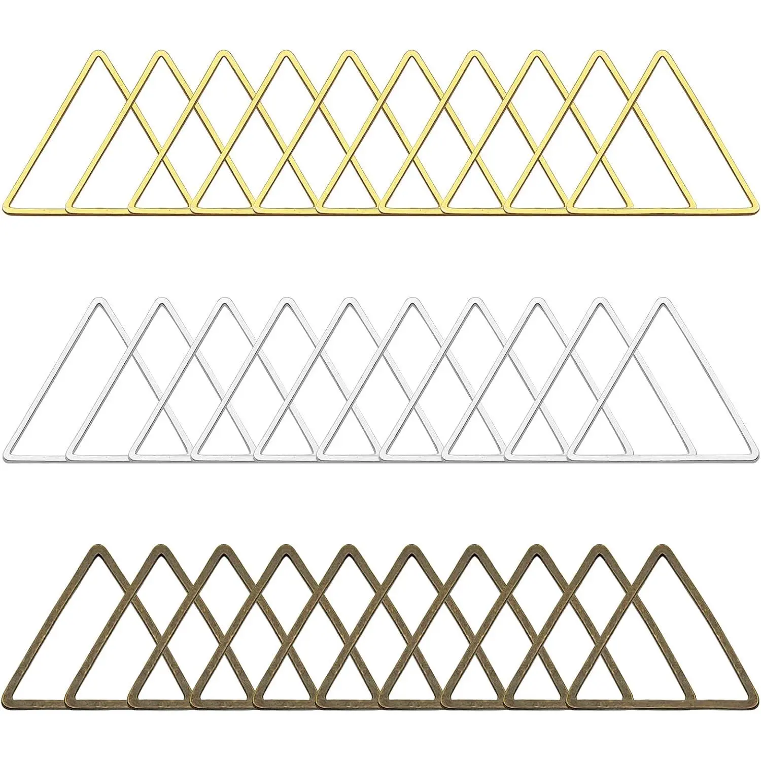 60-Count Geometric Alloy Triangle Earring Beading Hoops - Nickel-Free Open Bezels Connector Links for DIY Crafting, Earring & Necklace Pendants (Ancient Cyan, 20mm)