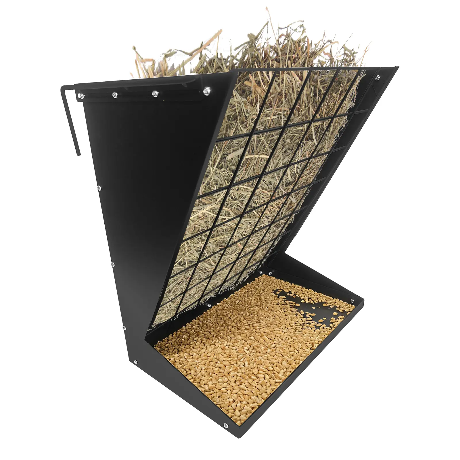 Silver Wall Mounted Hay Feeder Rack Carbon Steel Hay Holder for Rabbit Guinea Pig Chinchilla Bunny Cage Pet Supplies and Small Animal Feeding