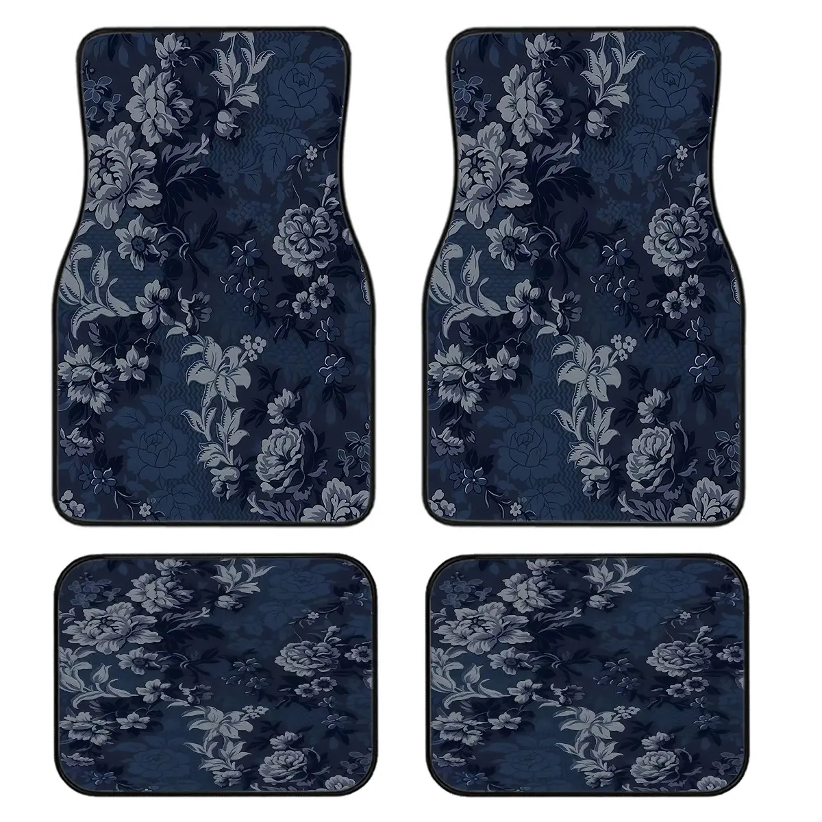 4-Piece Vintage Floral Car Floor Mats, Universal Fit for All Vehicles, Easy Clean, Comfortable and Protective, Stylish Interior Decor