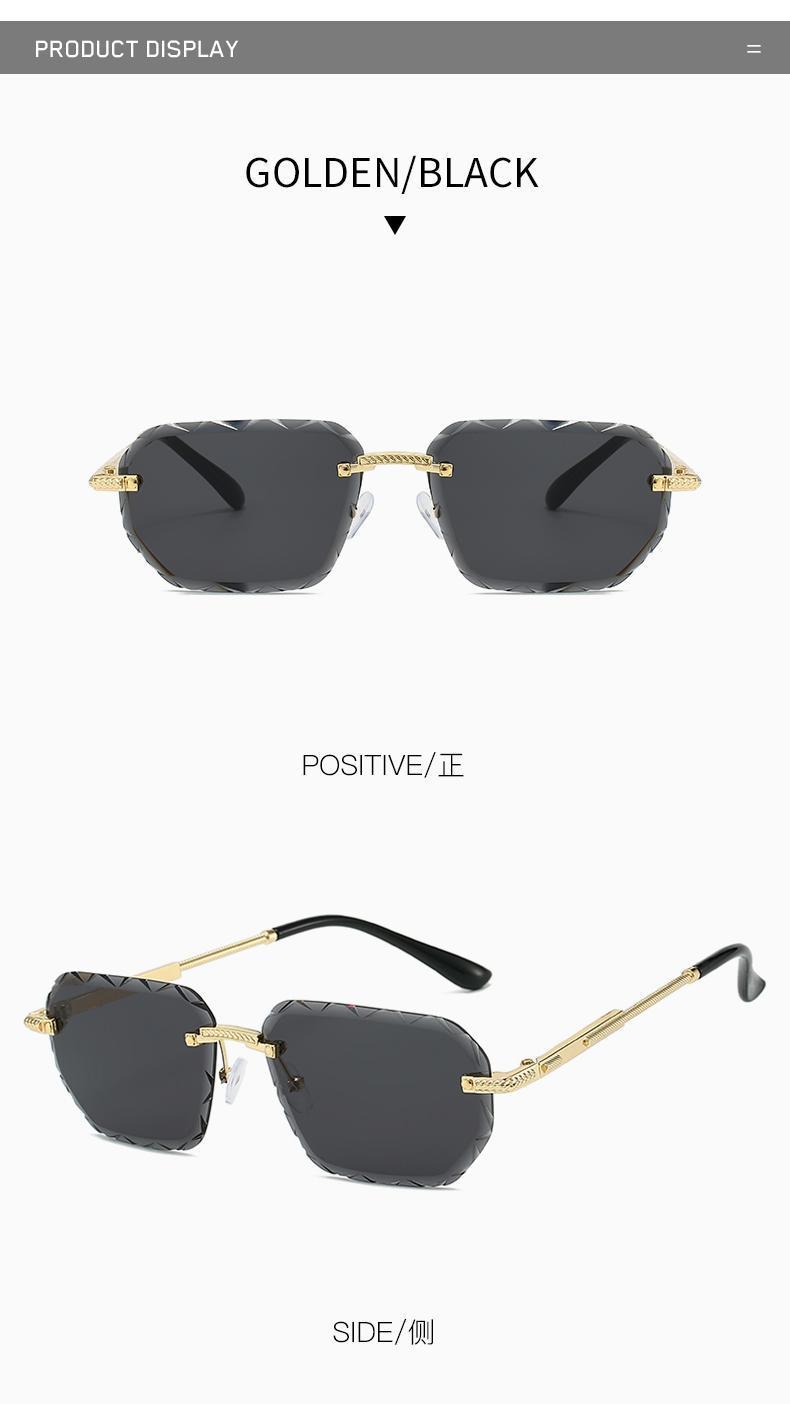 Rimless Square Metal Sunglasses for Men Women, UV400 Protective Fashion Luxury Eyewear for Beach Travel Daily Use