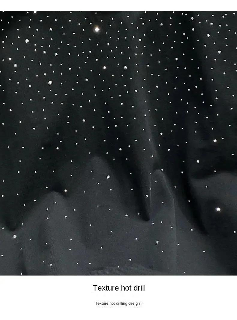 Summer Men Clothing Summer Rhinestone Rivet T-shirt Round Neck Casual T-shirt Korean Version Men's Short Sleeves Tee