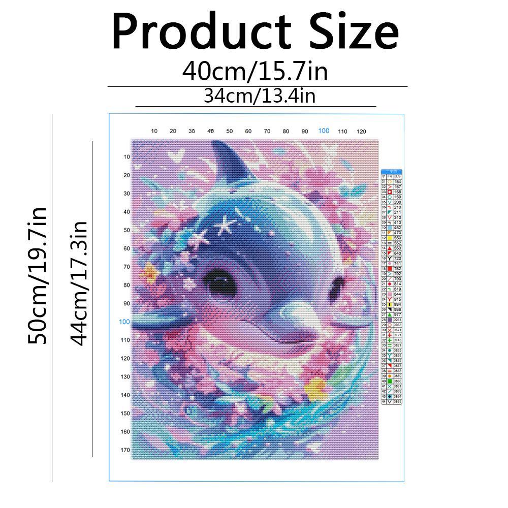Dolphin Pattern Cross Stitch Kit, DIY Cross Stitch Printed Canvas, DIY Needlework Kit for Beginners, Home Room Decor