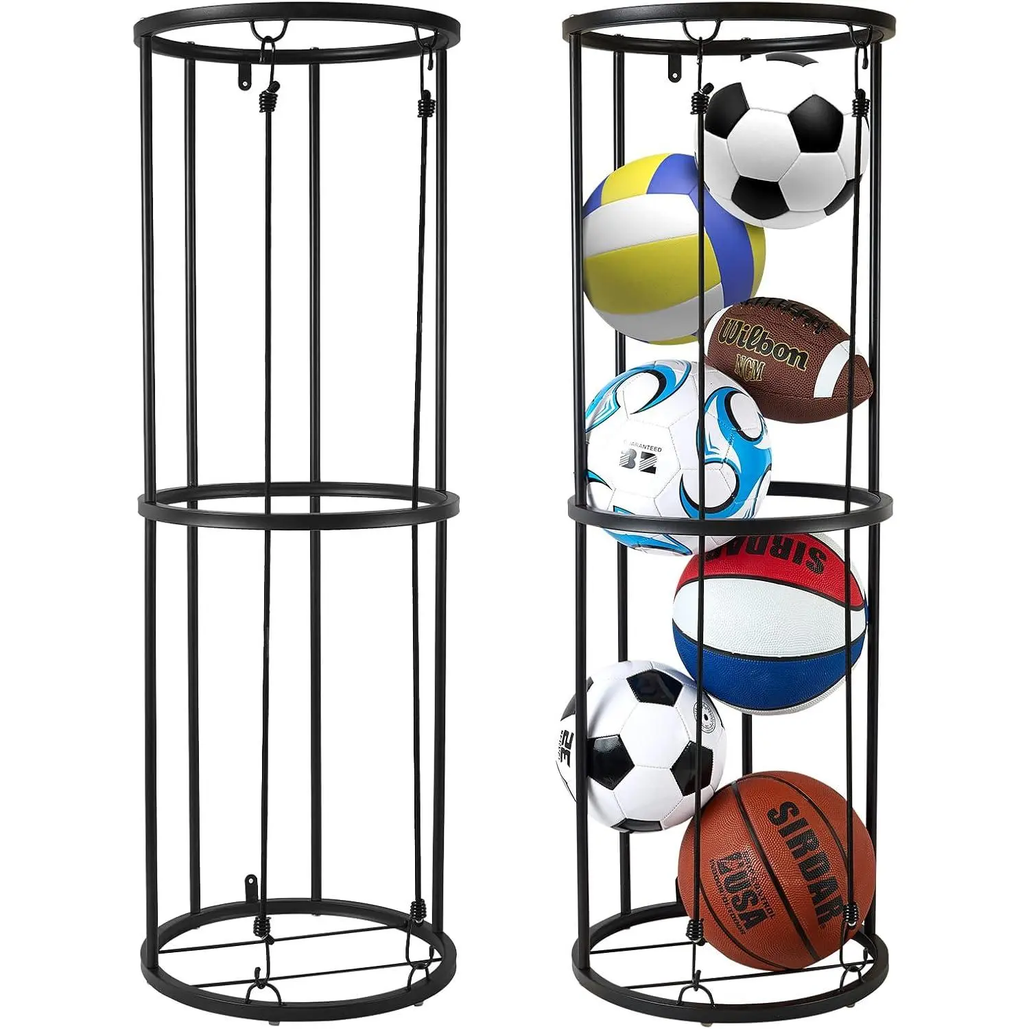 Garage Ball Storage Rack - Wall-Mounted Vertical Ball Holder for Basketball, Soccer, Volleyball, Football - Space-Saving  Organizer for Garage, , Basement, ' Room, Outdoor Use
