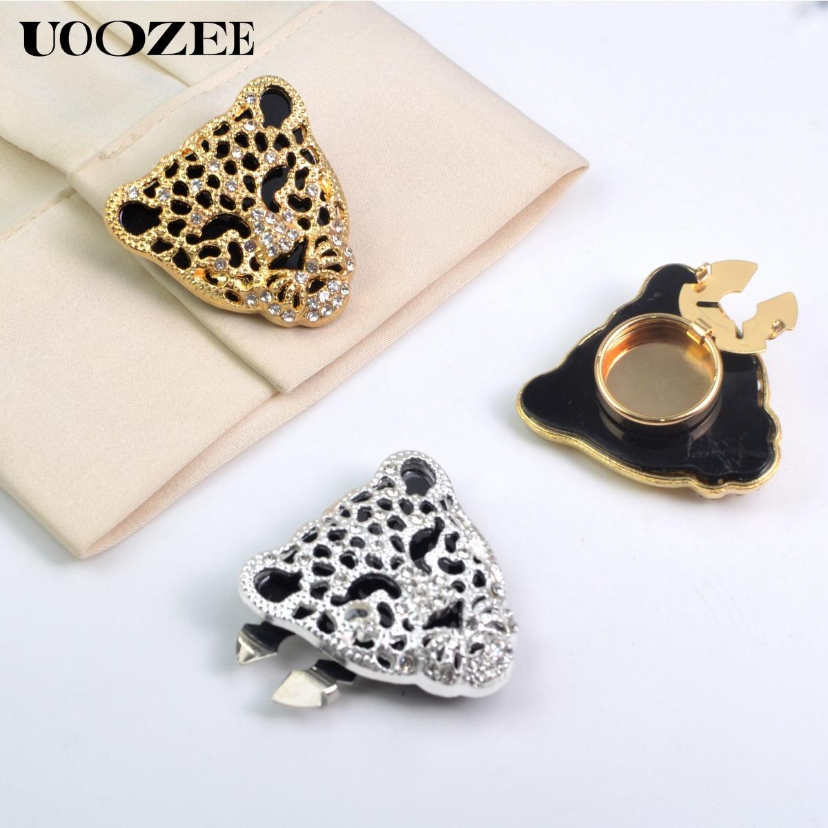 UOOZEE Women's New Fashionable Button Cover, Leopard Head Rhinestone Design with Hollow-out & Shiny Crystals, Versatile Shirt Cufflink Button Cover for Business, Social Gatherings & Daily Styling