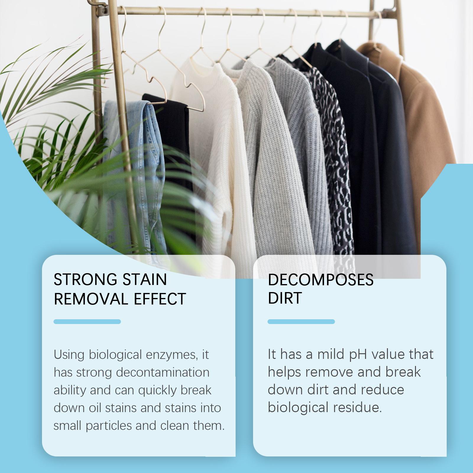 Jue Fish Clothing Enzyme Cleaner, Clean Stubborn Dirt Stains Yellow Sweat Stains Multi-Purpose Clothing Cleaner